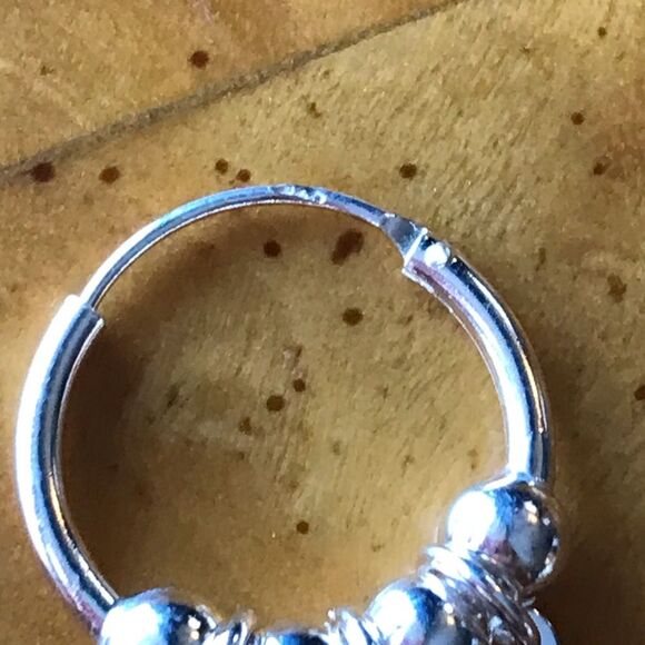 Sterling Silver Star Hoop Earrings - Picture 4 of 6